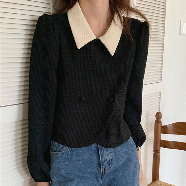 

alien kitty elegant sweet high waist women coats loosefitting chic gentle office wear streetwear autumn clothe 220815, Black;brown