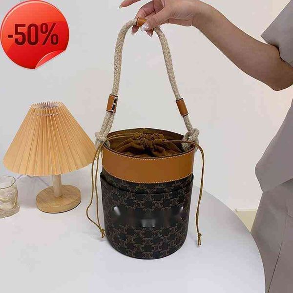 

the factory directly arc de triomphe bucket bag 2021 new retro hemp rope handbag