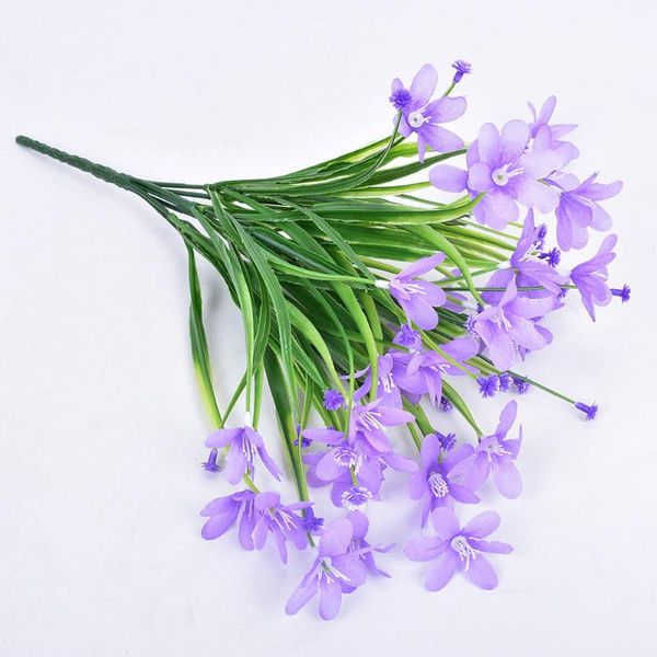 Flores decorativas grinaldas lindas plantas artificiais de 7 pés/buquê com orquídea de grama na primave