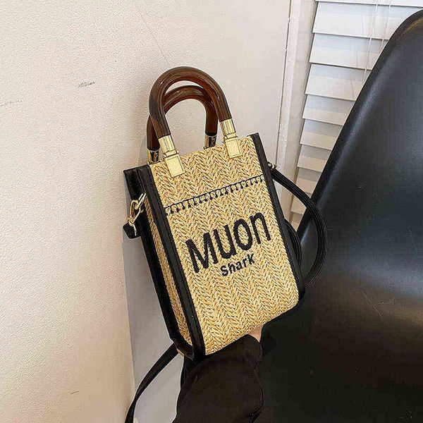 

summer simple small women 2022 new fashion casual women's net red shoulder versatile messenger straw woven bag 00ys