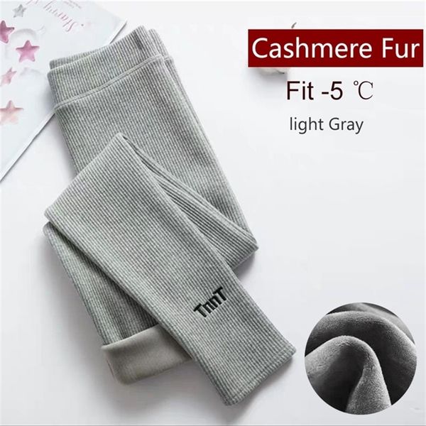 

winter women leggings keep warm high waist legging winter fur pants women ankle-length large size 2xl velvet female pants women 210820, Black