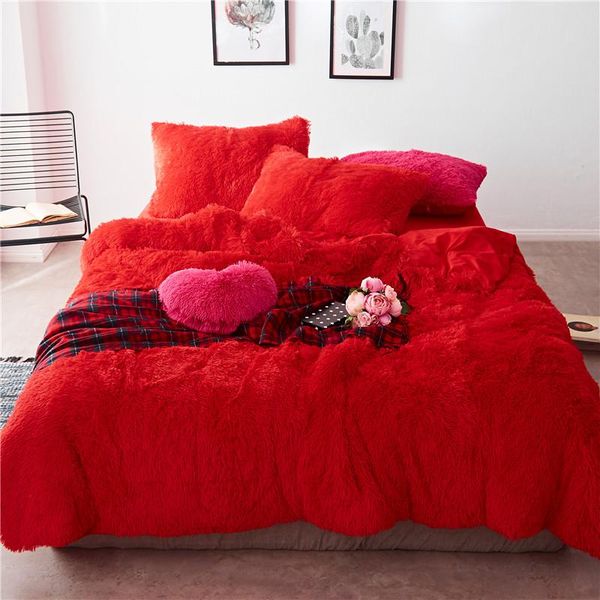 

Dropshipping Bed Sheets Pillowcases Comforter king size Bed Set winter warm thickened bed quilt cover bedding Four-piece