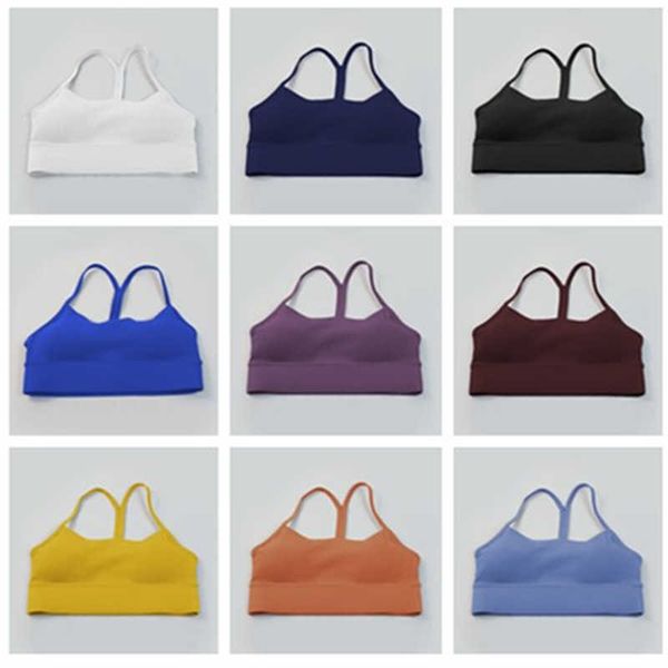 

yoga outfits lu-088 flow y sport bra women energy workout vest crop breathable padded gym running push up lingerie underwear, White;red