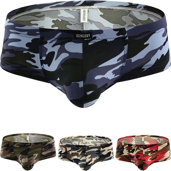 iKingsky Uomo Camouflage Cheeky Boxer Sexy Mini Cheek Intimo Stretch Brasiliano Indietro Uomo Sotto Mutandine LJ201110