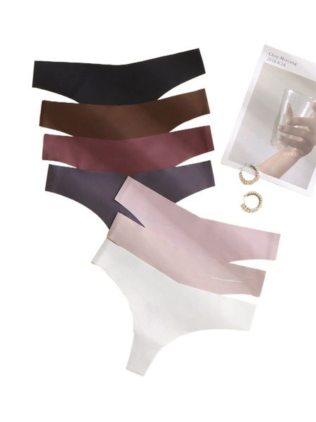 

plus 7pack solid simple thong l5op#, Black;white