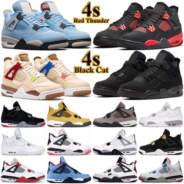 

2022 men women basketball shoes 4s jumpman 4 white oreo black cat university blue wild things mens womens outdoor trainers sneakers size 5.5