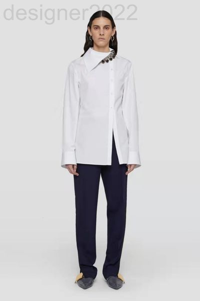 

women's blouses & shirts designer minority brand design 21 autumn and winter large pointed collar asymmetric solid color shirt women 5x, White