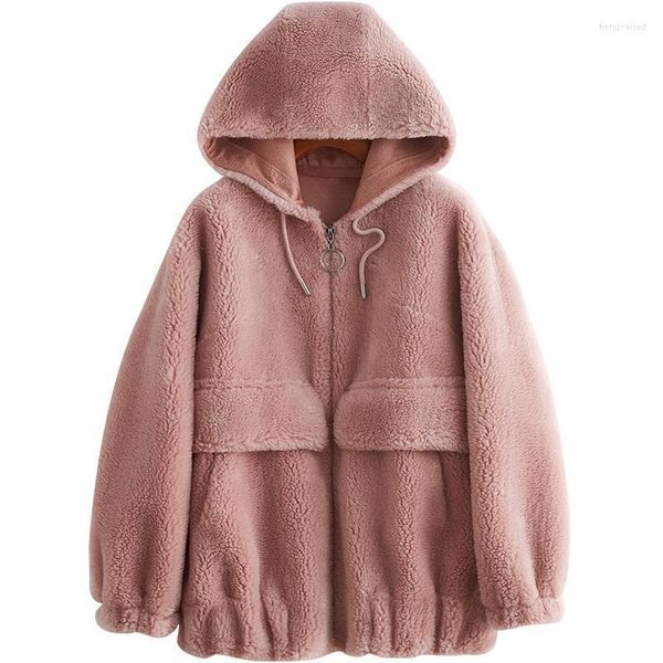 Misto Lana da donna 2022 Cappotto Tagliato Donna Riunita con Cappotto One Pelliccia di Agnello Erba Sciolto Inverno Bery22