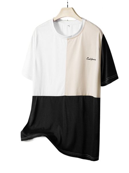 

men letter graphic colorblock tee e9ad#, White;black