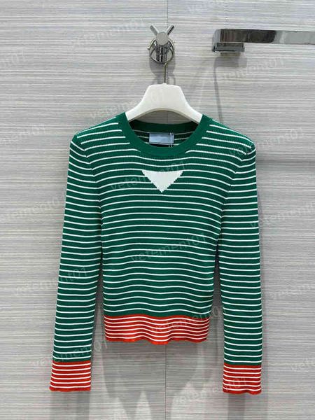 

luxury womens sweaters knit retro green striped slim simple versatile knit fashion designer sweatshirts women clothing, White;black