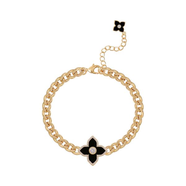 

oyb women's four piece zircon lilac bracelet, korean version, personality, thick chain, jewelry, Golden;silver
