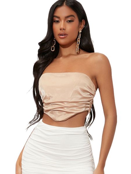 

hook and eye ruched tube k6mm#, White