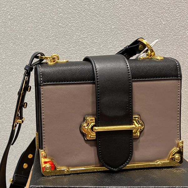 

plain crossbody bags palace box bag split organ bag genuine leather letter hardware adjustable belt strap metal design fashion flap wallet t
