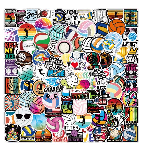 

50pcs cartoon volleyball sports doodle car stickers for kid water bottle luggage notebook reward toys wholesale waterproof