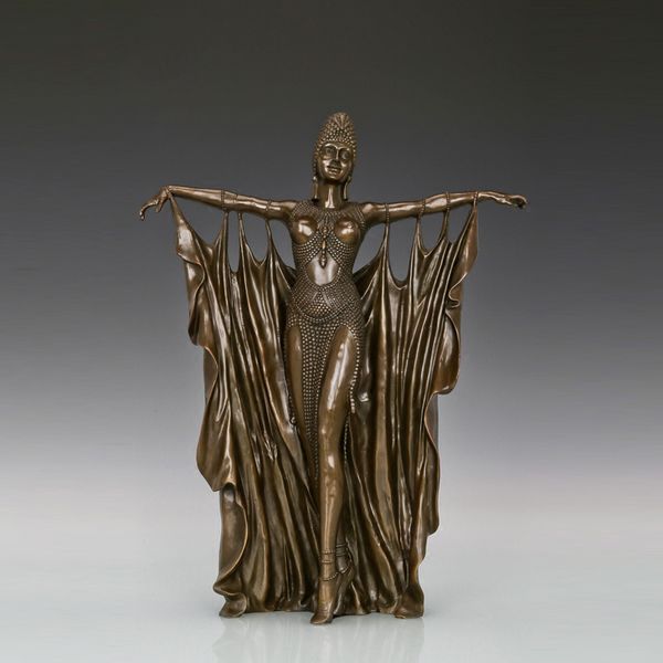 

large classical woman dance bronze statue sculpture art marble base classy decoration for home office, Silver