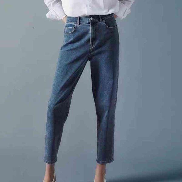 

women's jeans summer product e jia environmental protection denim series super elast twill slim straight jeans, Blue