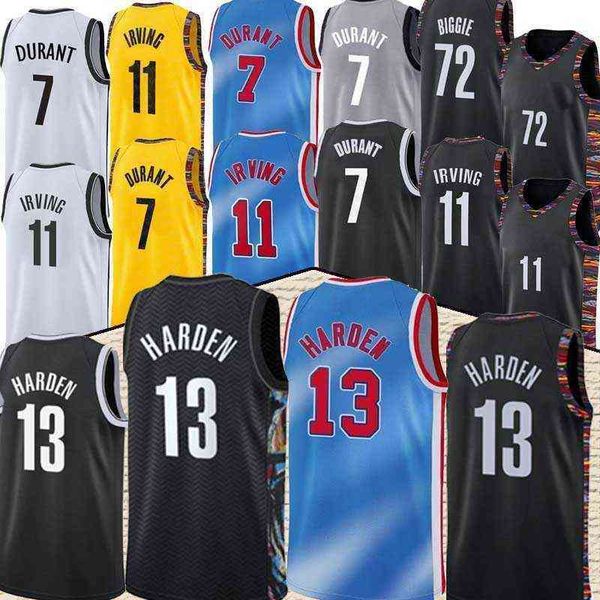 

brooklyns 13 harden jersey kevin 7 durant kyrie 11 basketball irving jerseys black 2021 city blue uniform new season basketball jesreys top, Black;red