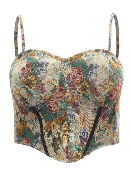 

plus floral print bustier cami s43j#, Black