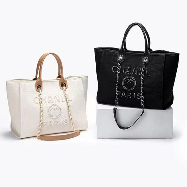 

classic fashion women pearl beach bags ch designer evening handbags canvas luxury brand backpack female big shopping large capacity ladies b