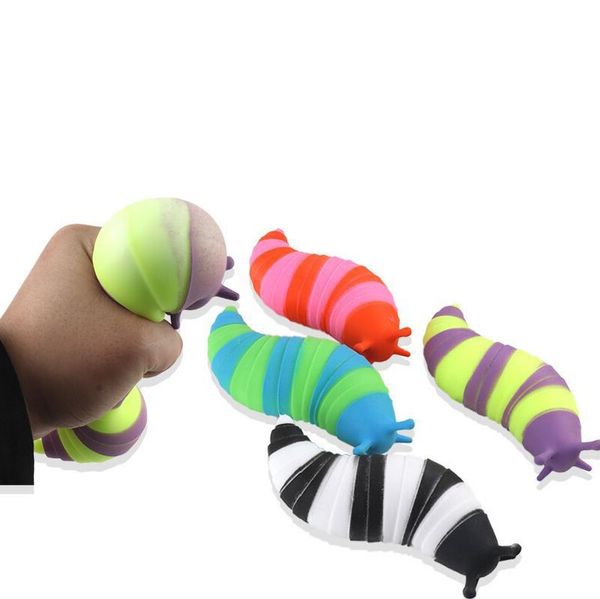 Caterpillars de descompressão Fidget Brinquedos TPR Soft Clue Insetos Slug amassar enchimento de crianças presentes