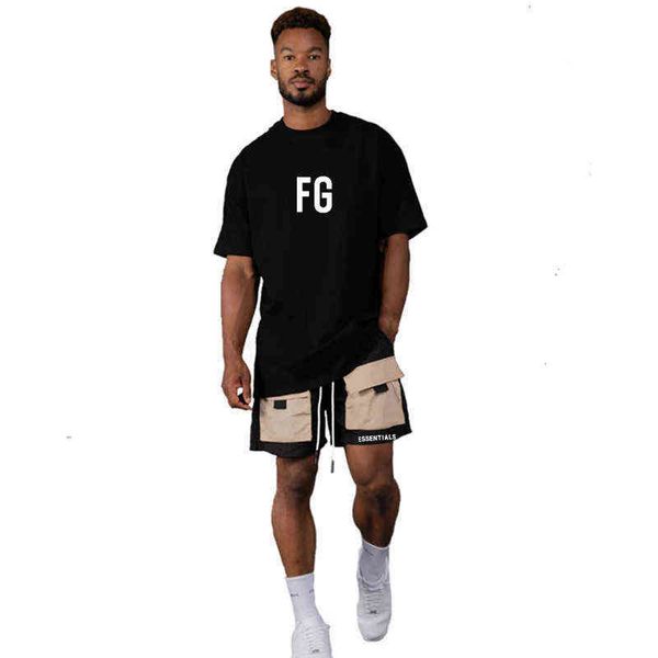 

double thread shorts men's essentials four side elastic casual sports pants five point pants street fashion brand pocket pants, White;black