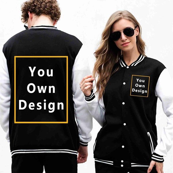 Seu próprio design de marca imagem personalizada homens e mulheres diy rugby uniforme casaco jaqueta agasalho manga comprida suéter hip hop casaco 220615