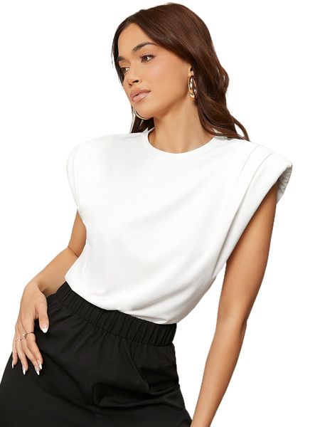 

solid padded tank d9r5#, White