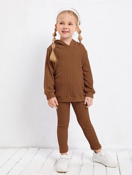 

toddler girls cable knit hoodie & leggings she, White