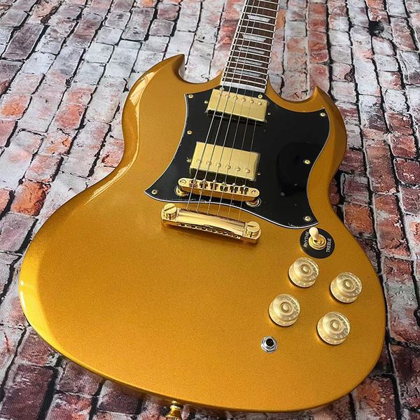 

the famous sg electric guitar is made of high-quality wood with large gold powder surface and delivery to home