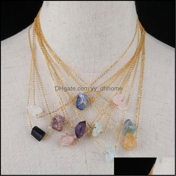 Подвесные ожерелья подвески ювелирные украшения золото reiki chakra rugar druzy natural stone amethyst quartz Quartz l dhsjn