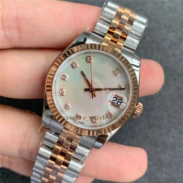 

bp factory women watch stainless steel sapphire waterproof disc classic 116231 wristwatches womens diamond inlaid time scale watches, Slivery;brown