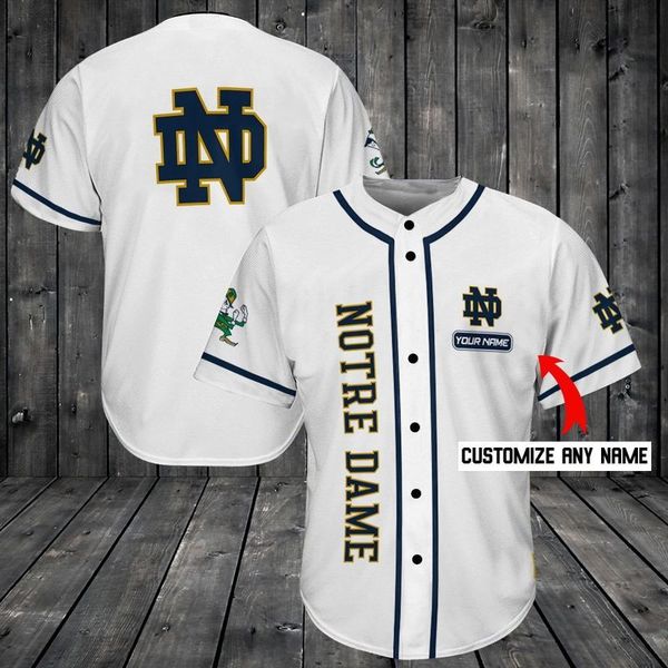 

notre dame customize you name baseball jersey shirt 3d printed men s casual s hip hop 220712, White;black