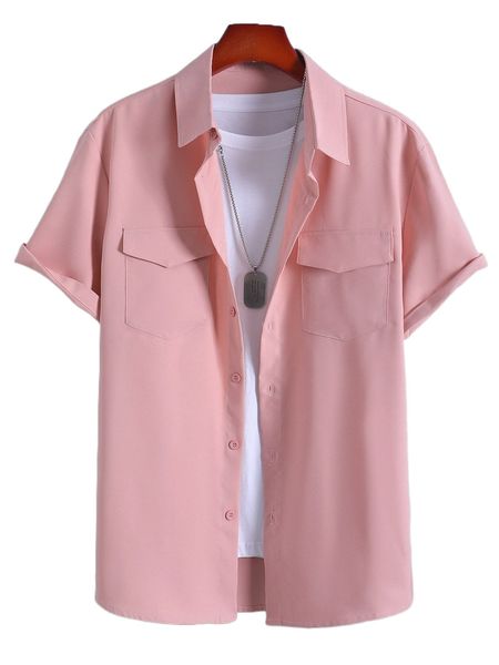 

men flap pockets button up shirt without tee j123#, White;black