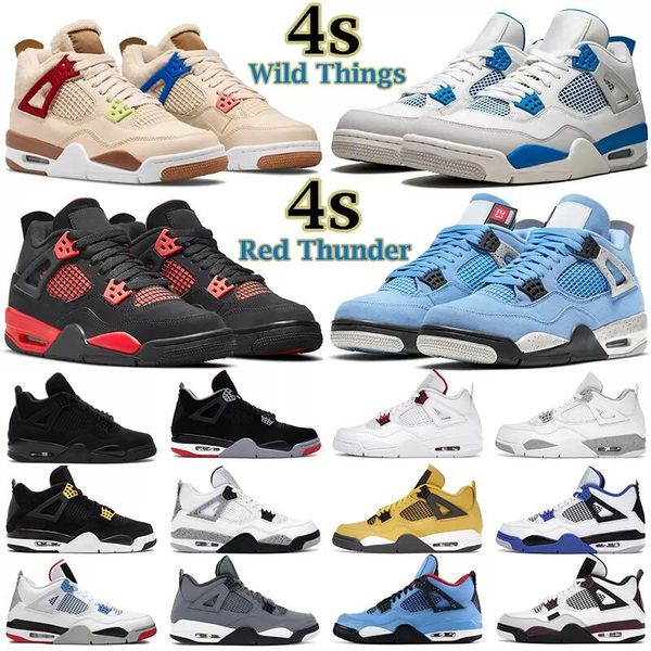 

mens 4 4s designer basketball shoes university blue white oreo infrared shimmer red thunder metallic purple black cat paris bred women sneak