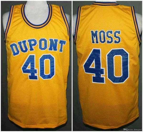 

school #40 randy moss dupont high retro basketball jersey mens stitched custom number name jerseys, Black