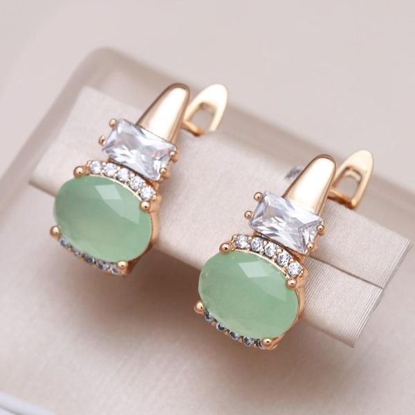 

dangle & chandelier kinel emerald oval cut zircon with 585 rose gold drop earrings all matching daily luxury women jewelry 2022 designdangle, Silver