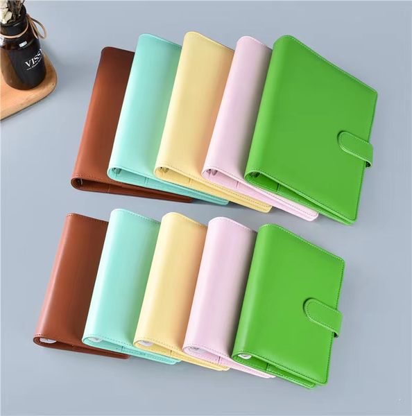 A6 Faux Leather Notebook Brilhões de Notamentos sem Pacote de Página Inside Página 6 Ring Binder 14 Cores Planejador Espiral de Escola de Escola Supplies