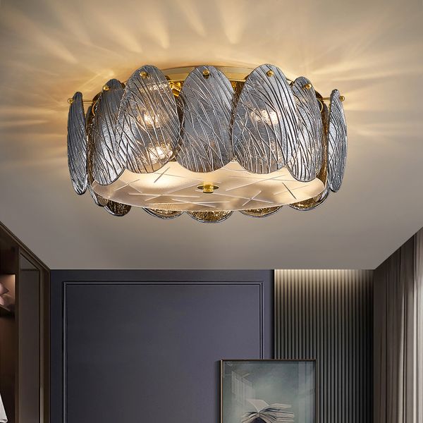 Lampadario a soffitto lampada per soggiorno grigio / bianco vetro decorativo lampade a soffitto a LED salone camera rotonda camera da pranzo sale da pranzo luci da cucina
