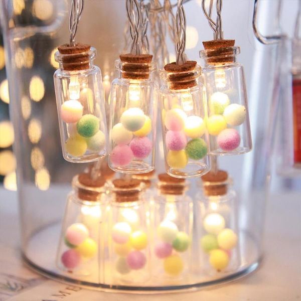 Strings Light String Led Plush Ball Wishing Glass Bottle Lights 2m 10 Lampada per ornamenti natalizi Xmas Navidad Gift YearLED StringsLED