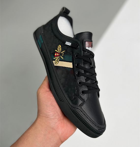 

famous brand bee shoes men's designer sneakers casual white loafers classic luxury flat shoe hiking student genuine leather walking bla, Black