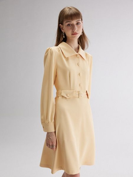 

puff sleeve belted shirt dress q5mo#, Black;gray