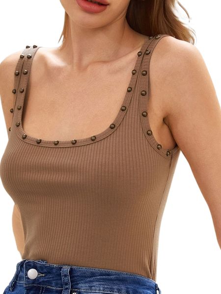 

button detail ribbed knit tank g3md#, White