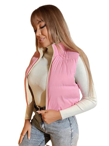 

zip up sleeveless puffer coat i4yj#, Black