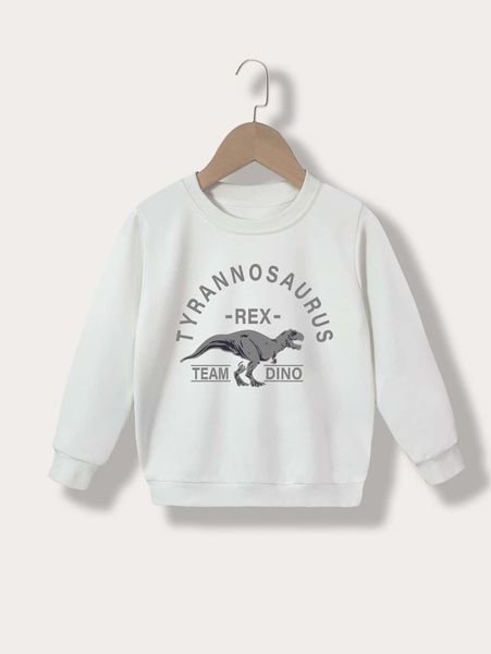 

toddler boys letter & dinosaur print sweatshirt she, Black