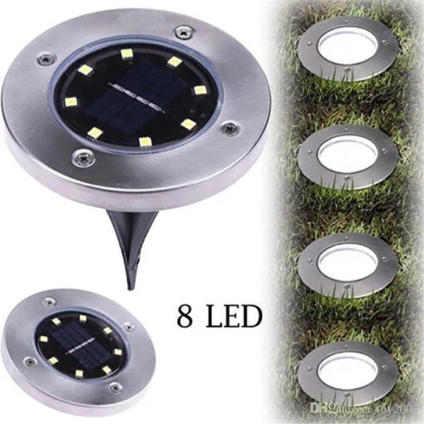 IP65 jardas de solo LED solar externo 8 Lâmpada paisagem subterrânea decoração de gramado à prova d'água caseira