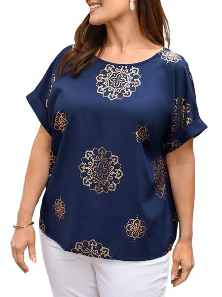 

emery rose plus floral print batwing sleeve blouse d2vm#, Black