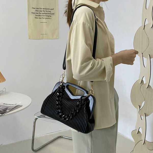 

fashion crossbody bag shell bag handbag with thick chain handle designer pleated shoulder bag clutch tot sac de luxe femme