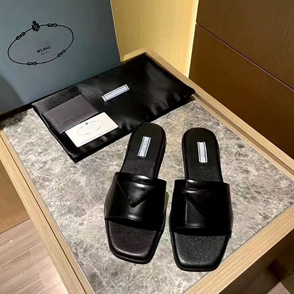 

ladies designer slippers summer outdoor classic leather flat beach sandals indoor bedroom l home sandals black white size 35-40