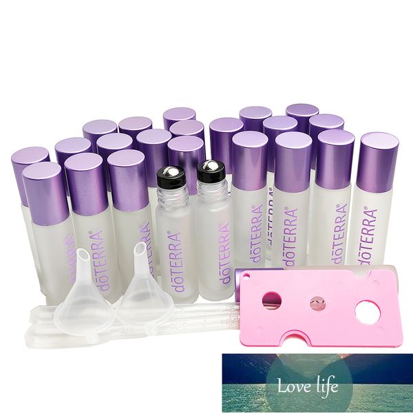 24er-Pack Glasrollerflaschen mit Edelstahlrollerkugel, 10 ml, leere Rollflaschen aus Glas, Behälter für kosmetisches Parfüm