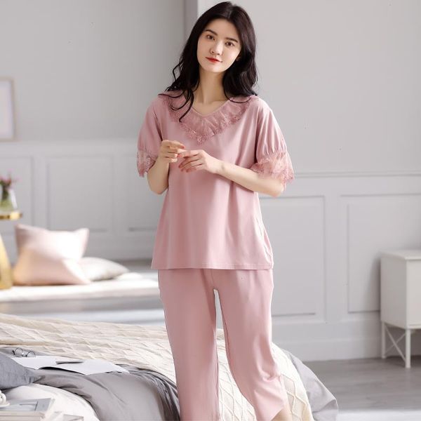 

sleepwear modal summer pajama set solid womens homewear -3xl pyjama, Black;red
